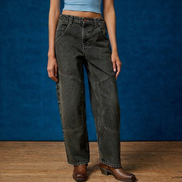 Urban Outfitters Denim - Urban Outfitters BDG Bella Baggy Carpenter Jeans Black Cotton Blend Wide Leg Y2K